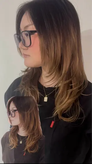 セミロング メンズパーマ& ハイトーン特化谷村のヘアスタイル