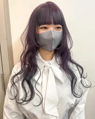 ロング カラー パーマ ヘアアレンジ メンズ キッズ ネイル マツエク・マツパ アイブロウ ウルフレイヤーカット /チヒロのヘアスタイル
