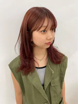 セミロング カラー 美髪縮毛/インナー カラー ERINA✨のヘアスタイル