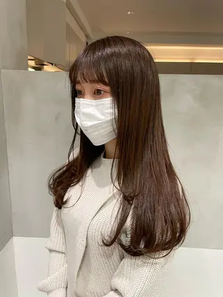 ロング オリーブ カラー✨有坂映哉のヘアスタイル
