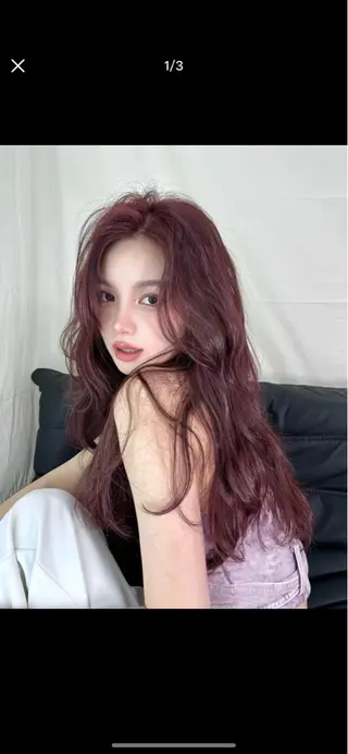 カラー 韓国風レイヤーカラー ライムのヘアスタイル