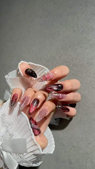 ネイル I-nailロング /ワンホン/キラキラのネイルデザイン