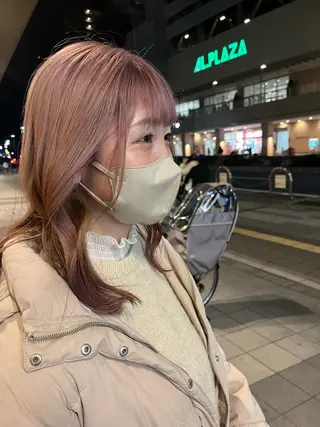 ミディアム カラー ルナ|縮毛矯正 ×デザインカラー🥝のヘアスタイル