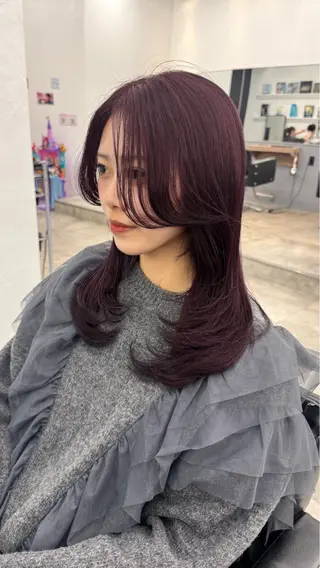 ミディアム カラー レイヤー🩰顔まわり /透明感/kanaのヘアスタイル