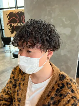 ショート パーマ メンズ 波巻きスパイラルパー マ/シャドウパーマ駿のヘアスタイル
