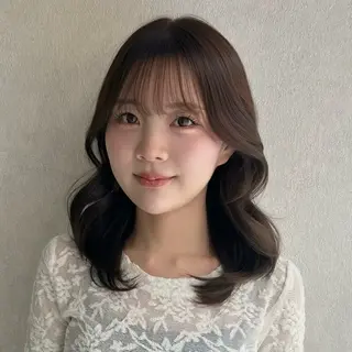 セミロング カラー ヘアアレンジ レイヤーカット×髪質 改善🇰🇷シオリのヘアスタイル