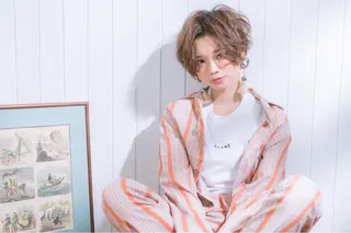 ショート カラー パーマ ヘアアレンジ 【白髪ぼかし 専門GBG】自由が丘のヘアスタイル