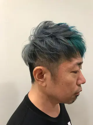 ショート カラー メンズ クロスパーマ松永裕久 似合わせカットのヘアスタイル