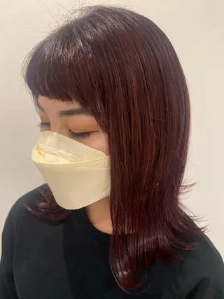 ミディアム カラー 小顔レイヤー/ ベージュ🤍Rieのヘアスタイル