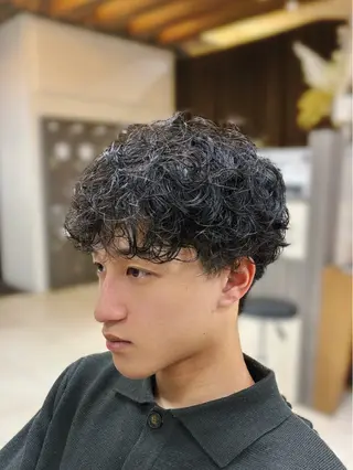 ショート カラー パーマ 髪質改善/ブラック ヘア/リンのヘアスタイル