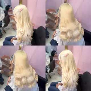 ロング カラー ヘアアレンジ 甘ふわgirly🎀 ハイトーン🤍Ramのヘアスタイル