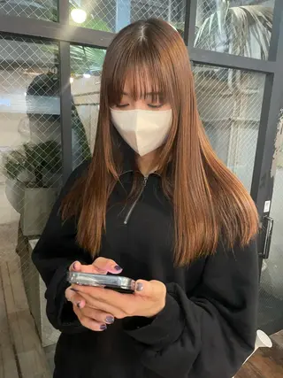 セミロング カラー レイヤー べージュ 白石研太のヘアスタイル