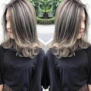 セミロング カラー ヘアアレンジ 韓国風×透明感カラー 髪質改善オタベシンヤのヘアスタイル