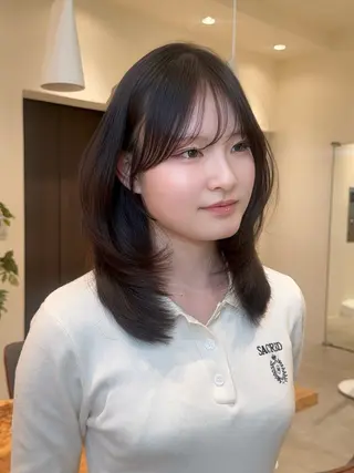 セミロング fitするカット♡/ 多幸感/ふうか◠‿◠のヘアスタイル