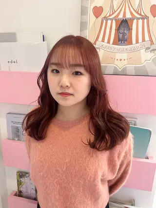 セミロング カラー 🎀ダブルカラー/ ピンク×ガーリー🎀のヘアスタイル