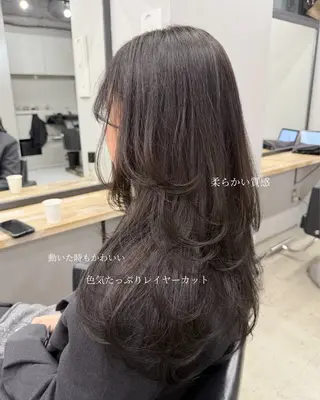ロング カラー レイヤーカット／韓国 🤎きのした いちかのヘアスタイル