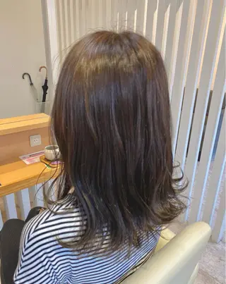 ミディアム カラー 酸性ストレート/ブリ ーチなしWカラー河本のヘアスタイル