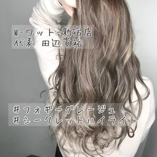 ロング カラー パーマ ヘアアレンジ メンズ キッズ ネイル マツエク・マツパ 新宿駅近♡友達とOK 🦋W -ワット -のヘアスタイル