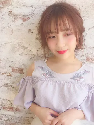 セミロング カラー ヘアアレンジ Watai 艶髪 當間 大知のヘアスタイル