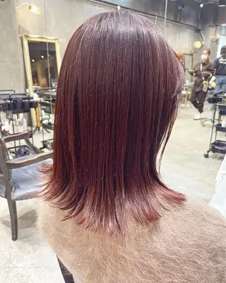 ミディアム カラー ヘアアレンジ 髪質改善カラー&TR 縮毛矯正/弱酸性矯正のヘアスタイル