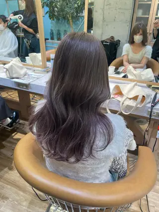 セミロング カラー 縮毛矯正 髪質改善 韓国風レイヤー 吉田のヘアスタイル