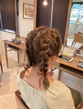 ヘアアレンジ 酸性ストレート/ブリ ーチなしWカラー河本のヘアスタイル
