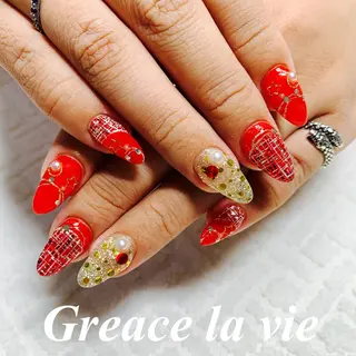 セミロング カラー キッズ ネイル Greace  la vieのネイルデザイン