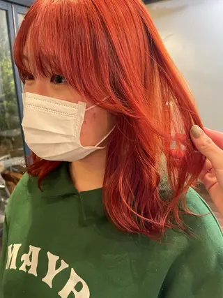 ミディアム カラー ヘアアレンジ 抜け感ボブ×パーマ ｜kazaneのヘアスタイル