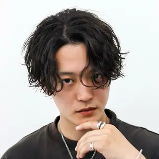 ミディアム カラー パーマ メンズ ハイトーン/メンズマ ッシュ/KYOHEIのヘアスタイル