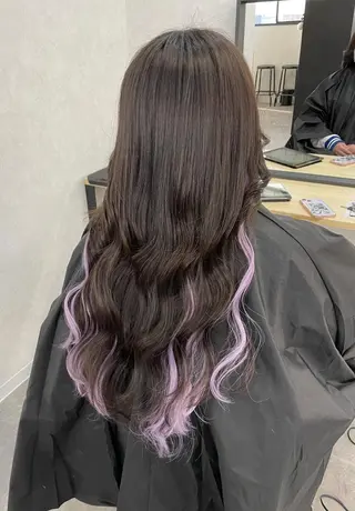 ロング ヘアアレンジ カラー ハイトーン カラーのヘアスタイル