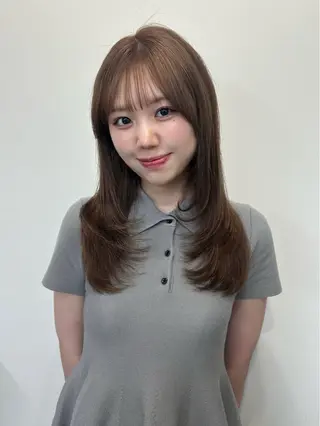 セミロング カラー 心斎橋l大人韓国ヘア レイヤー×艶カラーのヘアスタイル