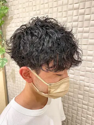 ショート パーマ ヘアアレンジ メンズ 新宿メンズパーマ ヨモギダのヘアスタイル