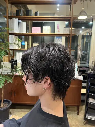 ショート パーマ みわ/博多 ブリーチ/メンズヘアのヘアスタイル