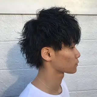 ショート カラー パーマ メンズ ニュアンスパーマ/ レイヤー/茶屋町のヘアスタイル