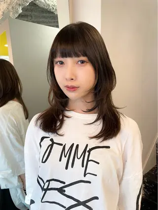 ミディアム カラー ヘアアレンジ ハッシュカット/ 韓国ヘア☽⋰mahoのヘアスタイル