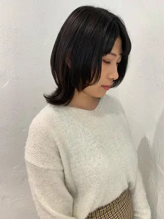 ミディアム カラー ヘアアレンジ 🫧透明感カラー/ ボブ/小笠原汐海🪽のヘアスタイル