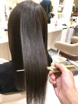 セミロング 三箇島陽香/髪質改善 クロスパーマ縮毛矯正のヘアスタイル