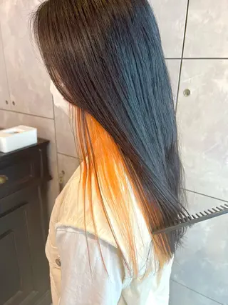 セミロング カラー ヘアアレンジ ネイル 🌈インナーカラー ‘ショウマ’🌈のヘアスタイル