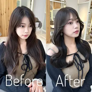 ロング カラー 🇰🇷韓国風くびれ ヘア🇰🇷中村優大のヘアスタイル