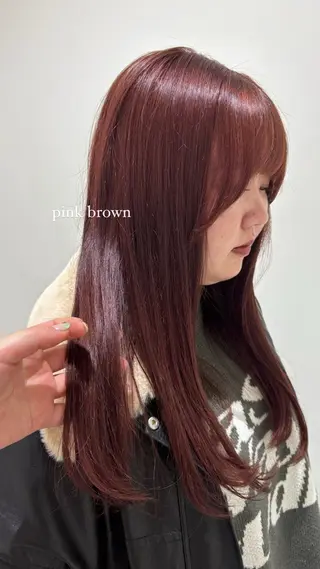 セミロング カラー 💗暖色/ブリーチ/ レイヤー/横浜/メイのヘアスタイル