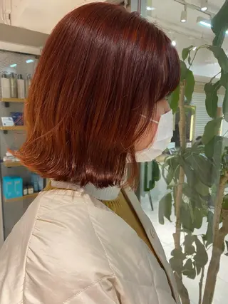 ミディアム 🍋暖色カラーヘアア レンジniina🍋のヘアスタイル