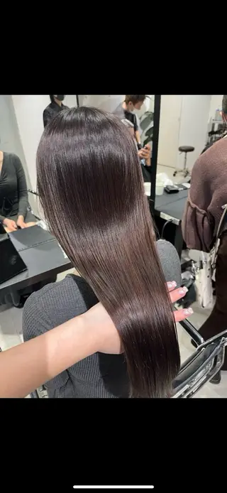 ロング カラー パーマ ヘアアレンジ 透明感/オリーブ/ グレージュ/YUKAのヘアスタイル
