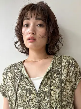 パーマ ボブ/ミディアム 親しみやすさ/さくらのヘアスタイル