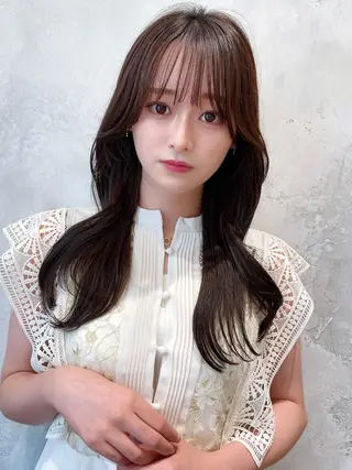 セミロング カラー 顔周り/くびれヘア 韓国ヘア💕風間るなのヘアスタイル
