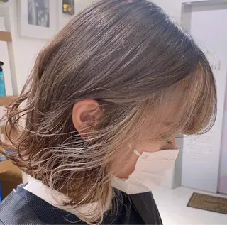 セミロング カラー ❤️ブリーチなし💚 ダブルカラー平野実花のヘアスタイル