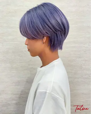 ショート カラー メンズ Tatsu/newi 大分 ハイトーンのヘアスタイル