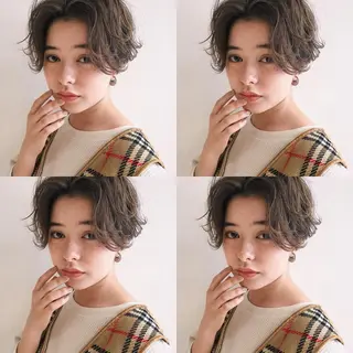 ショート カラー パーマ ヘアアレンジ 松田 亮葉のヘアスタイル