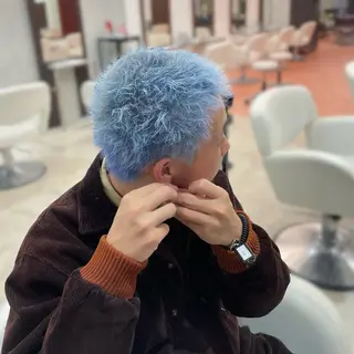 ショート カラー メンズ ⭐️韓国ブリーチ 顔周りカット⭐️のヘアスタイル