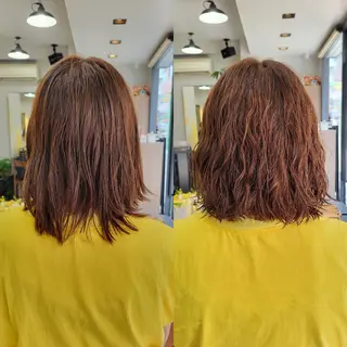 ミディアム パーマ 野村 果音(カノン)のヘアスタイル