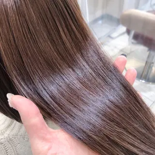 セミロング 三箇島陽香/髪質改善 クロスパーマ縮毛矯正のヘアスタイル